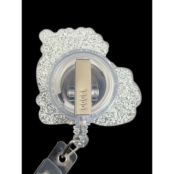 Serotonin Booster: Cute Cat Badge Reel – Rotating Acrylic Retractable ID Holder - Picture 4 of 4